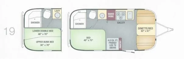 Airstream Flying Cloud 19 floor plan