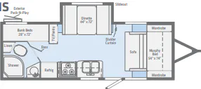 Winnebago Micro Minnie 2306BHS floor plan