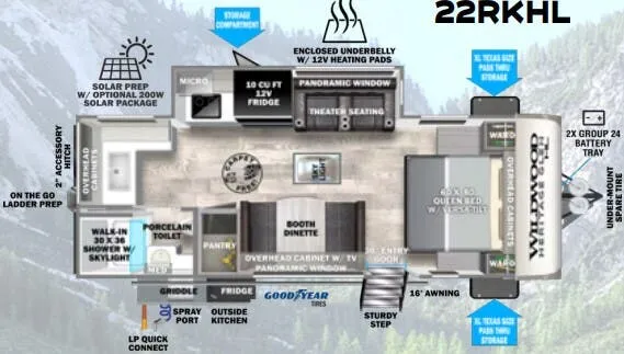2024 Forest River Wildwood Heritage Glen Hyper-Lyte 22RKHL - Floor plan