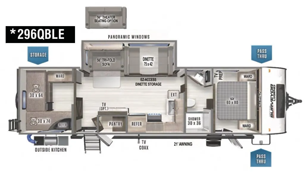 Forest River Surveyor Legend 296QBLE floor plan