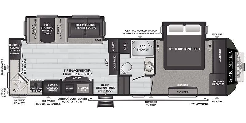 Keystone Sprinter Campfire 27ML floor plan