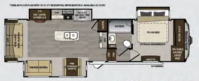 Keystone Avalanche 321RS floor plan