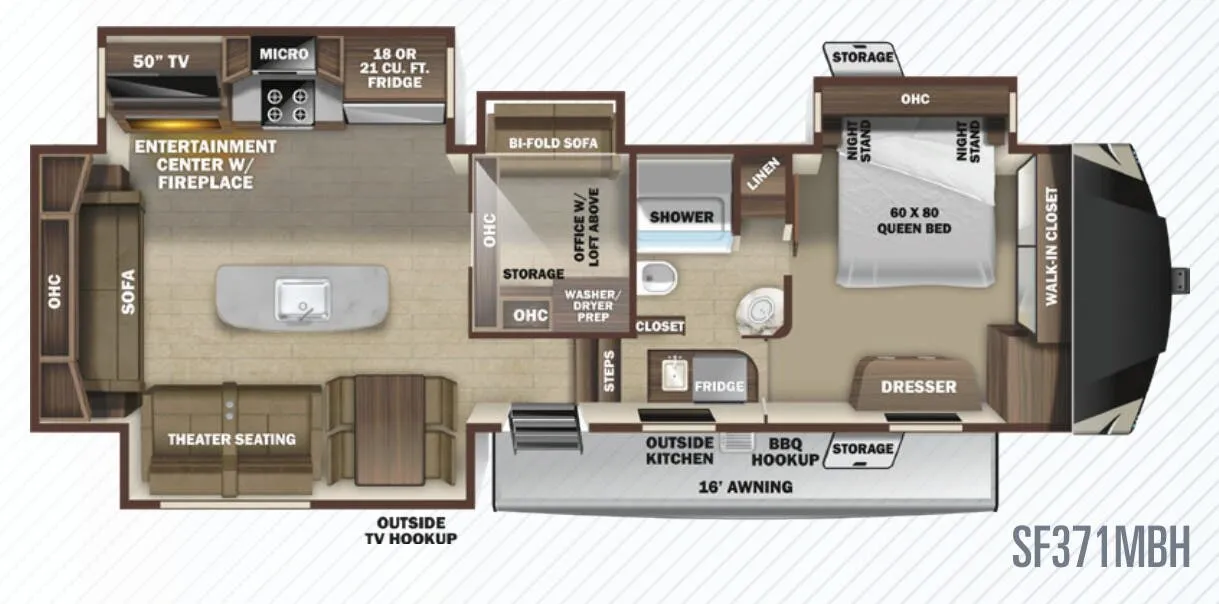 Highland Ridge Silverstar SF371MBH floor plan