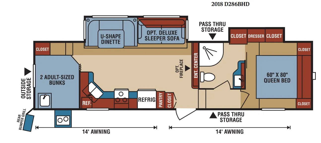 K-Z Durango Sport D286BHD floor plan