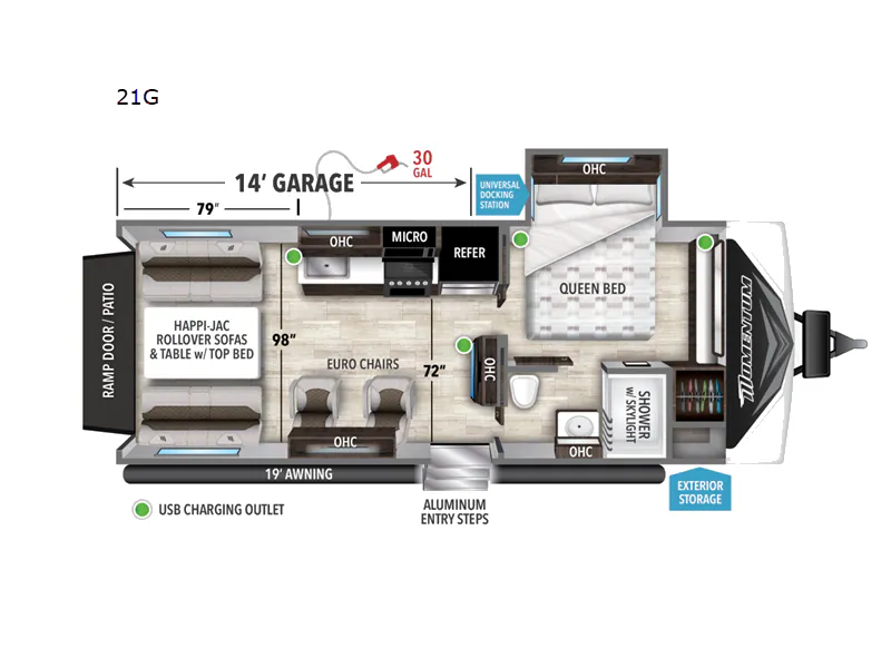 2022 Grand Design Momentum G-Class 21G - Floor plan