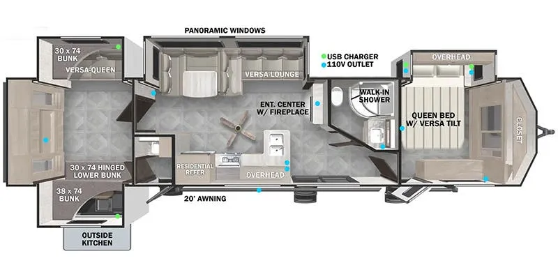 Forest River Wildwood Lodge 42QBQ floor plan