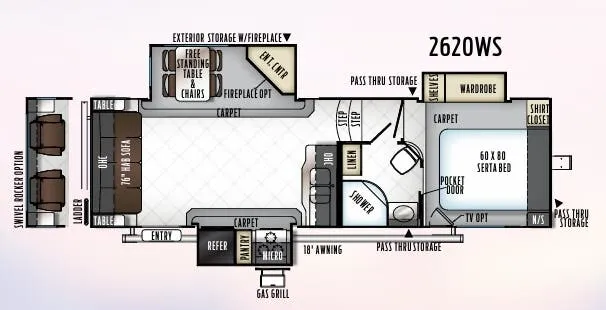 Forest River Rockwood Ultra Lite 2620WS floor plan
