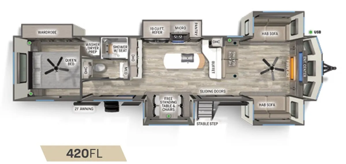 Forest River Sandpiper Destination 420FL floor plan
