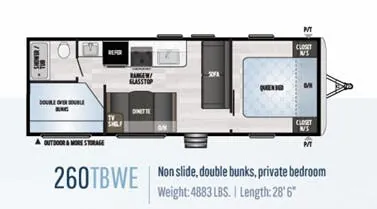 2019 Keystone Springdale 260TBWE floor plan