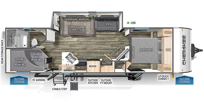 2023 Forest River Cherokee 264DBH - Floor plan