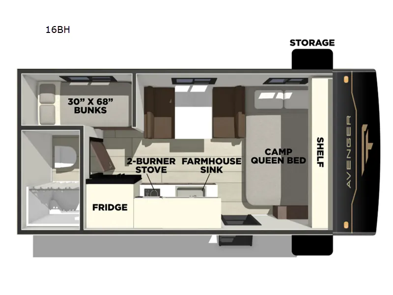 2026 Prime Time Avenger LT 16BH - Floor plan