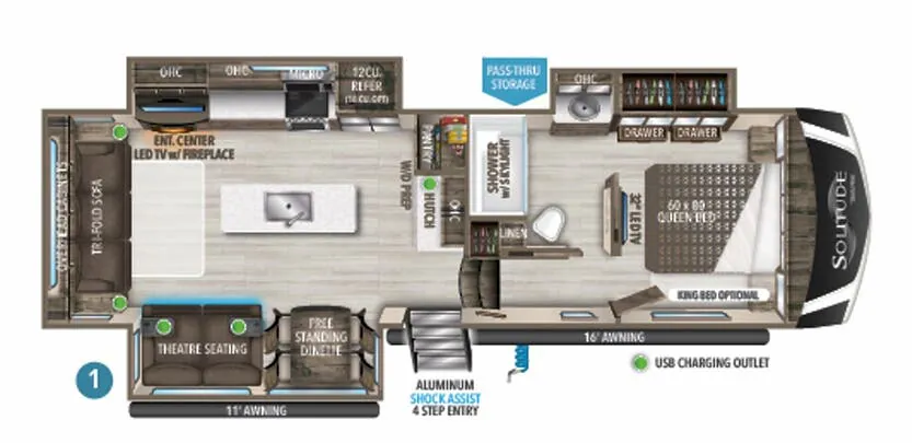 Grand Design Solitude S-Class 2930RL-R floor plan