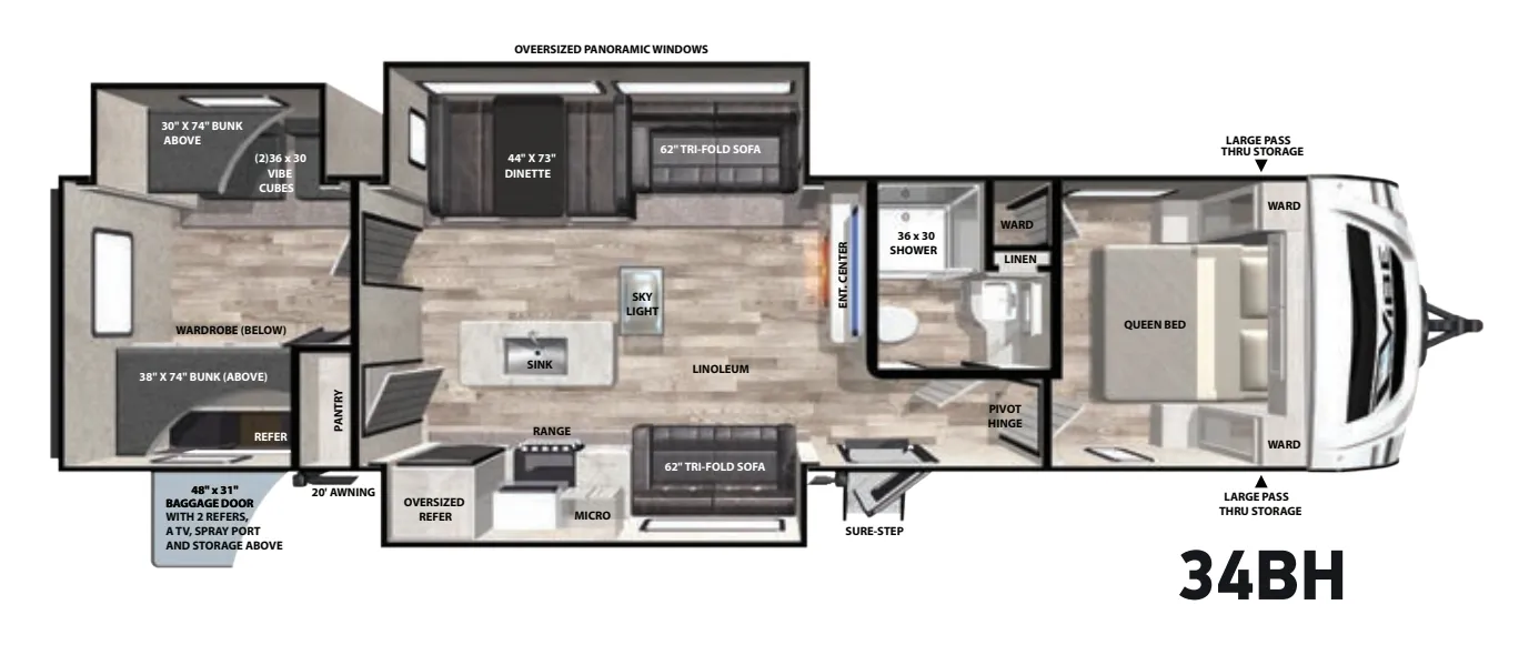 Forest River Vibe 34BH floor plan