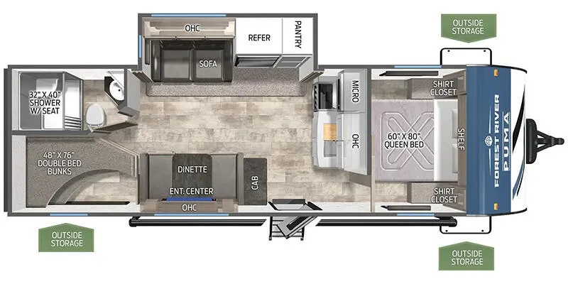 2025 Palomino Puma 25BHS - Floor plan
