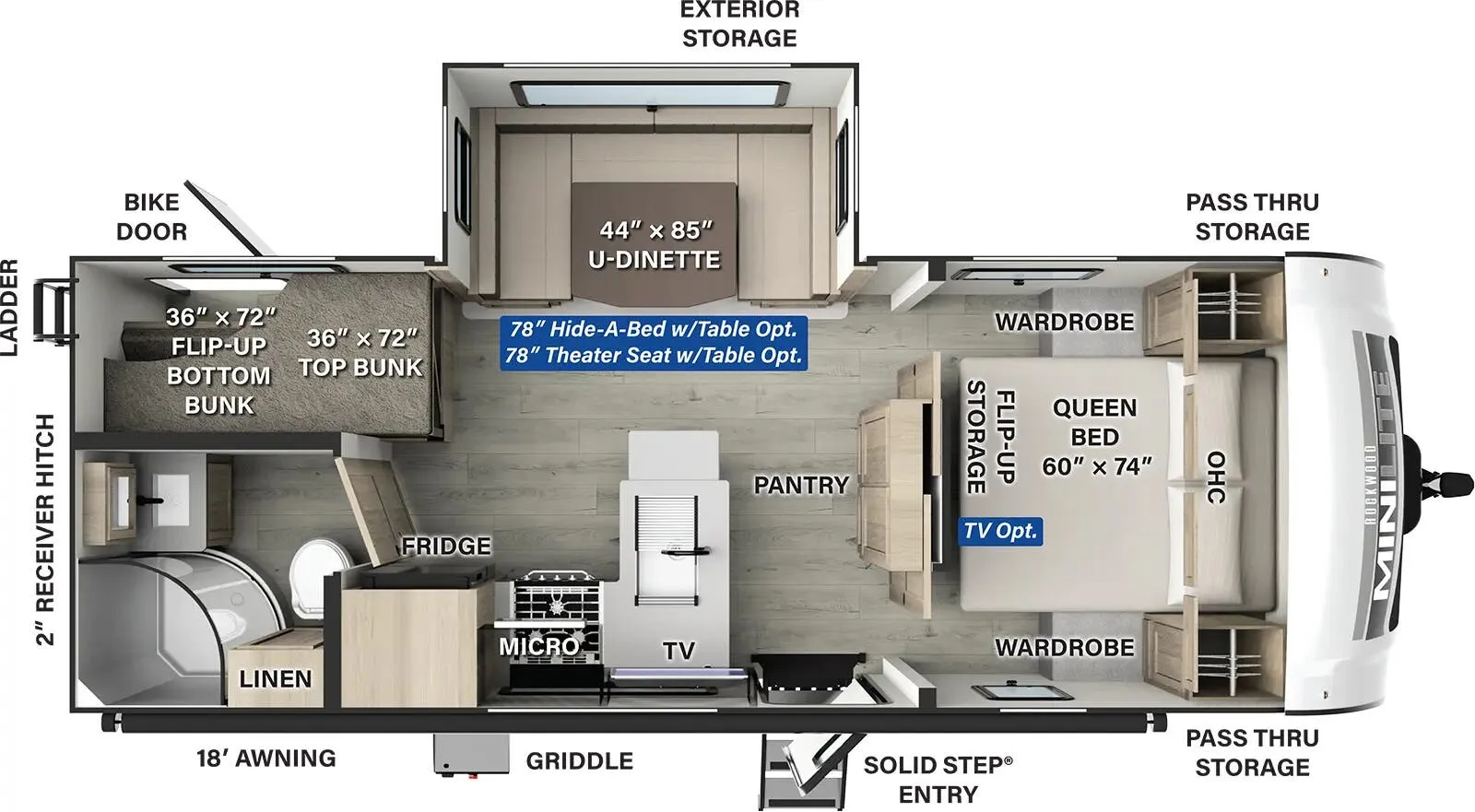 Forest River Rockwood Mini Lite 2520BH floor plan