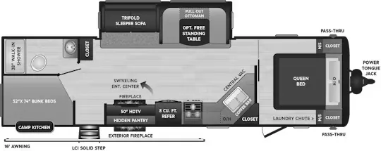 2020 Keystone Hideout 29DFSWE - Floor plan