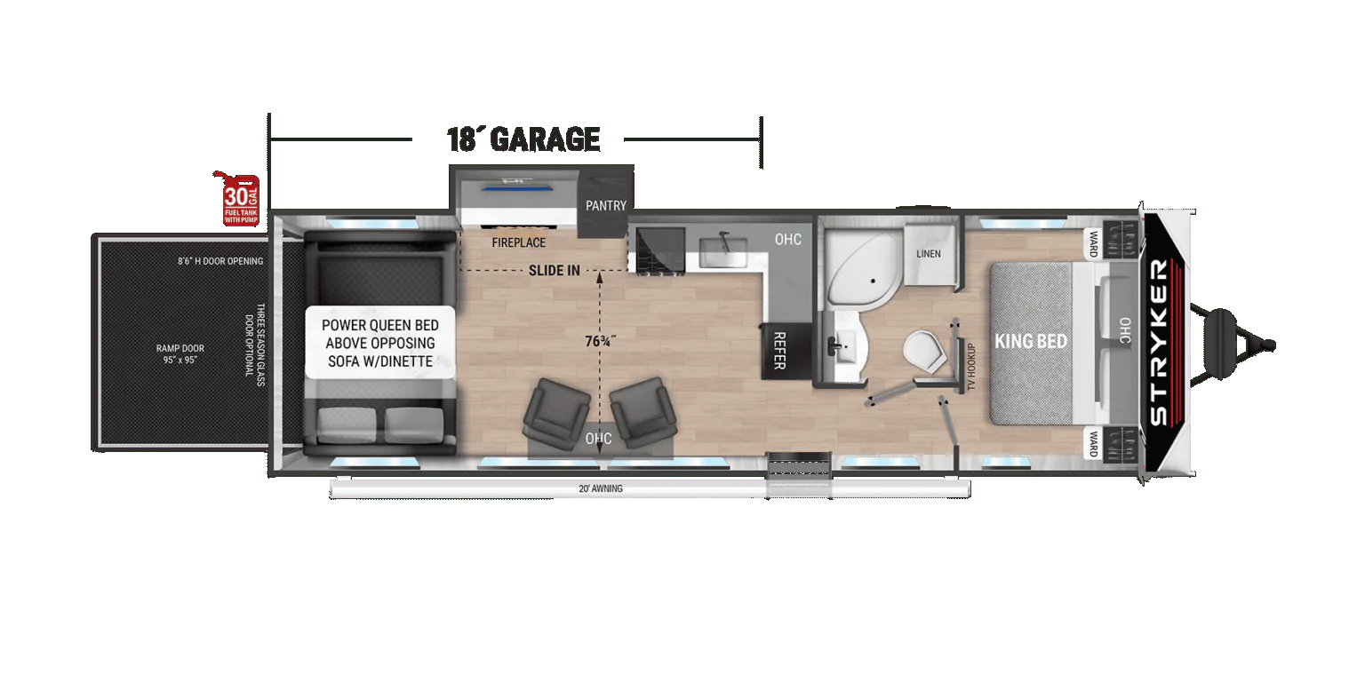 Cruiser RV Stryker ST3018 floor plan