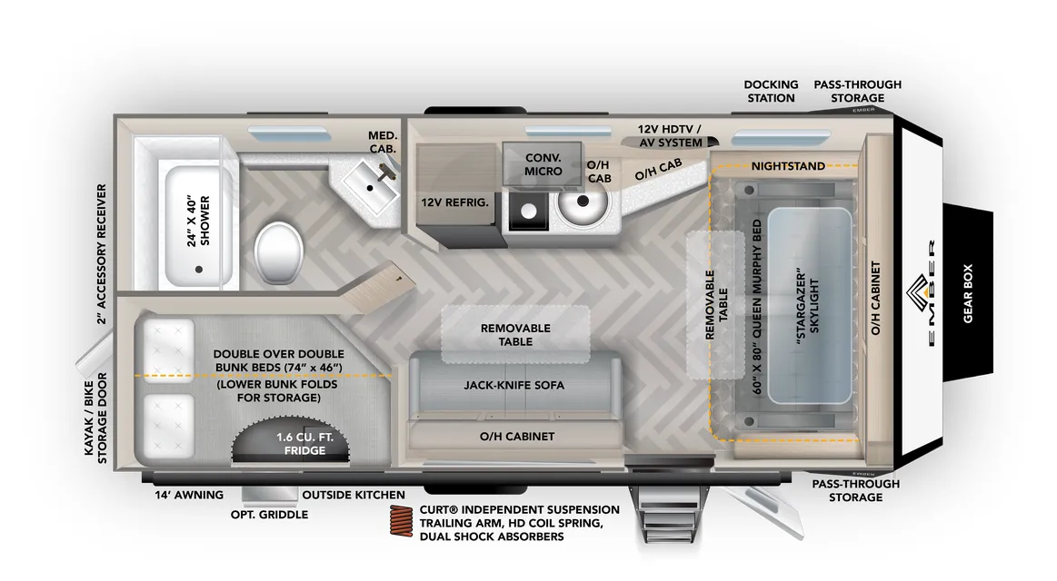Ember RV Overland 190MDB floor plan