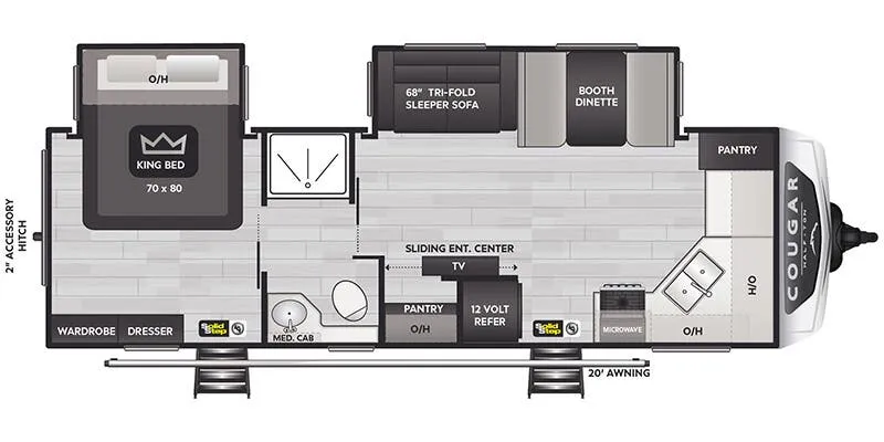 Keystone Cougar Half-Ton East 25FKD floor plan