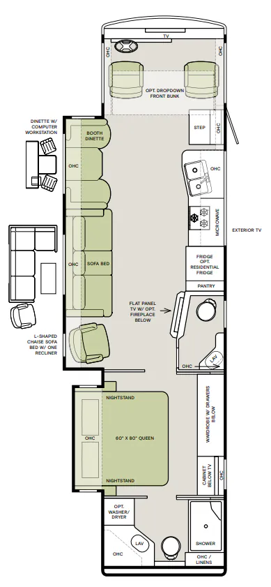 Tiffin Open Road Allegro 36 LA floor plan