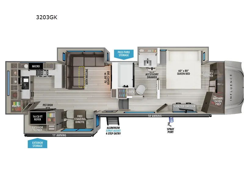2026 Grand Design Influence 3203GK floor plan
