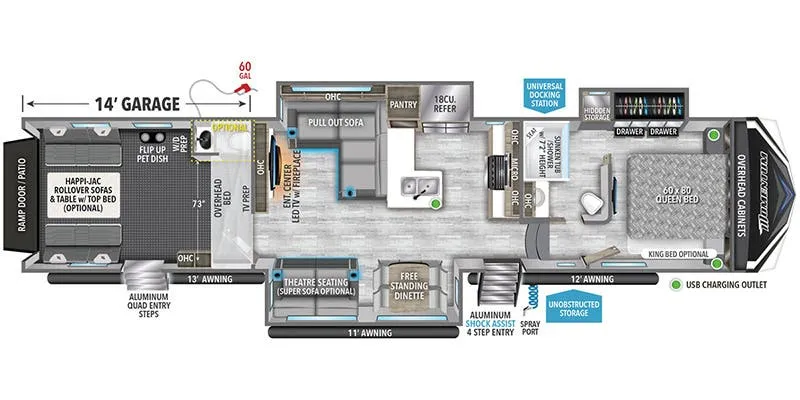 Grand Design Momentum M-Class 395MS floor plan