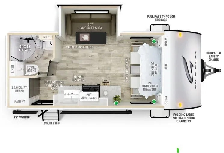 2023 Wayfinder RV Go Play 20FBS floor plan