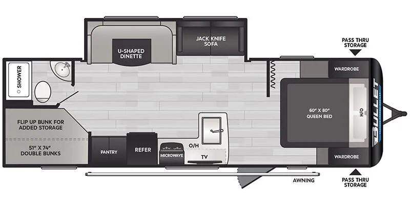 2025 Keystone Bullet Classic East 2640BH floor plan