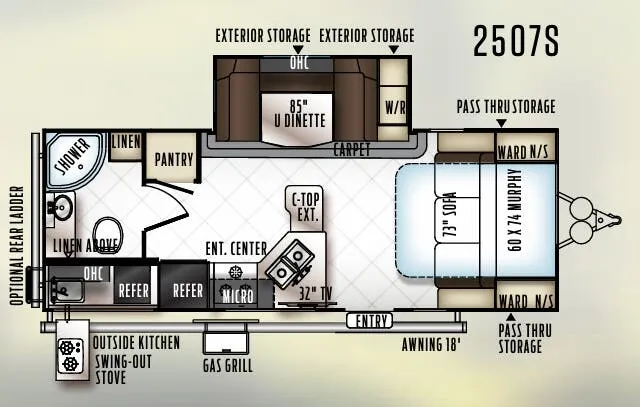 Forest River Rockwood Mini Lite 2507S floor plan