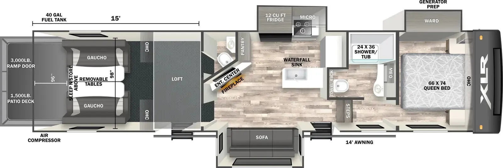 Forest River XLR Nitro 36G15 floor plan