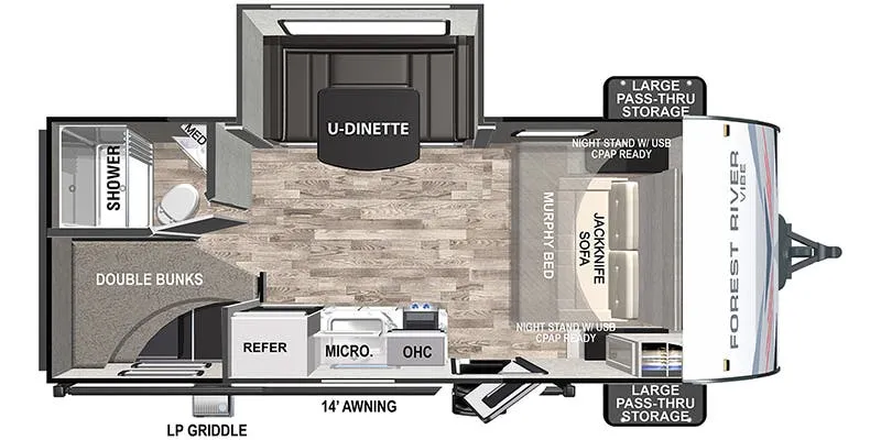 2022 Forest River Vibe 18DB floor plan