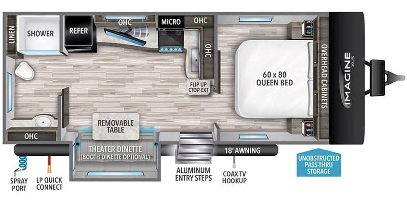 2023 Grand Design Imagine XLS 22RBE floor plan