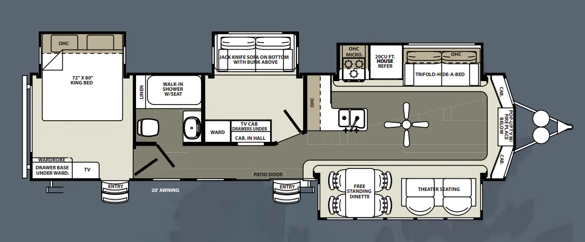 Forest River Sandpiper Destination 385FKBH floor plan