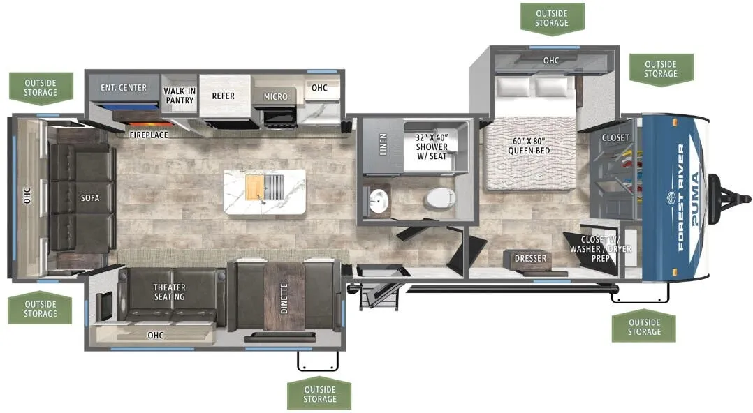 2024 Forest River Puma 31RLQS - Floor plan