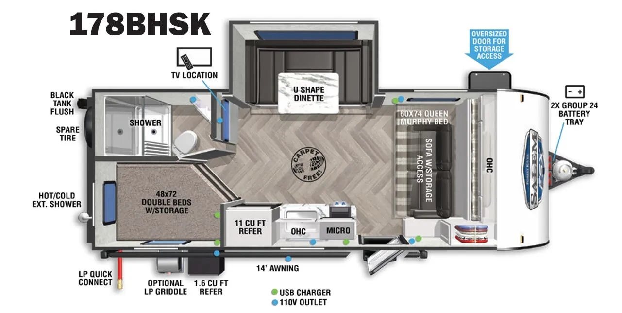 Forest River Salem FSX 178BHSK floor plan