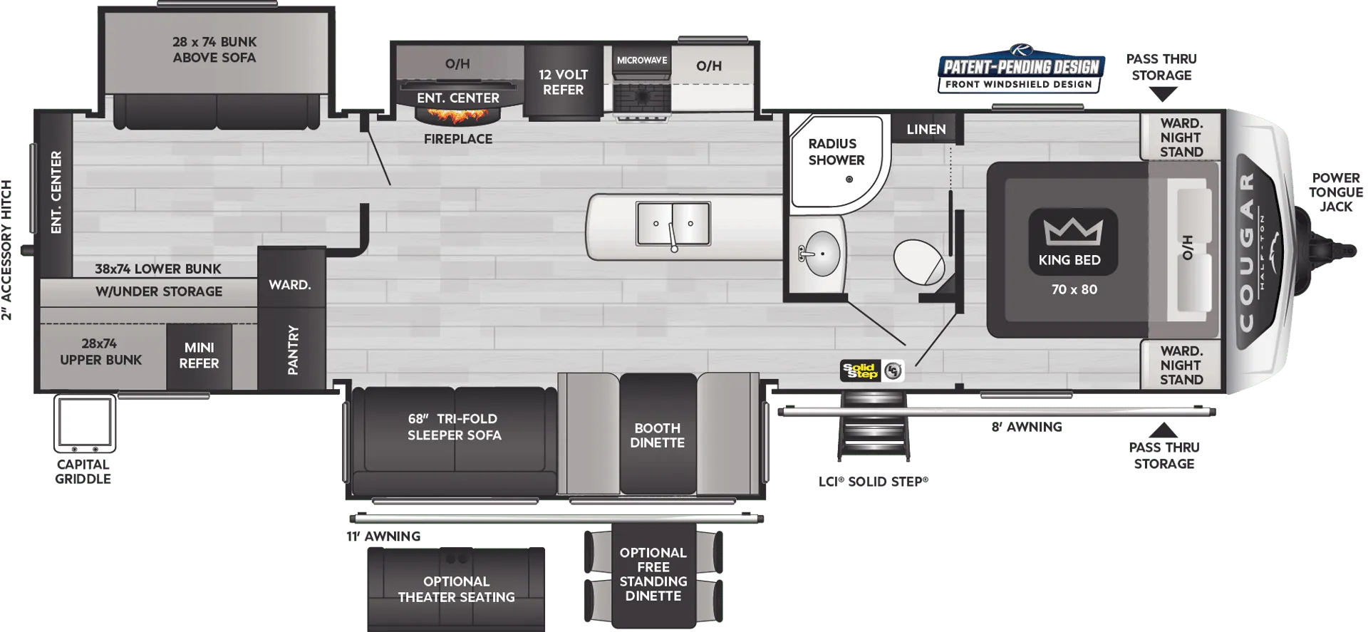 2026 Keystone RV Cougar Half-Ton 34TSB - Floor plan
