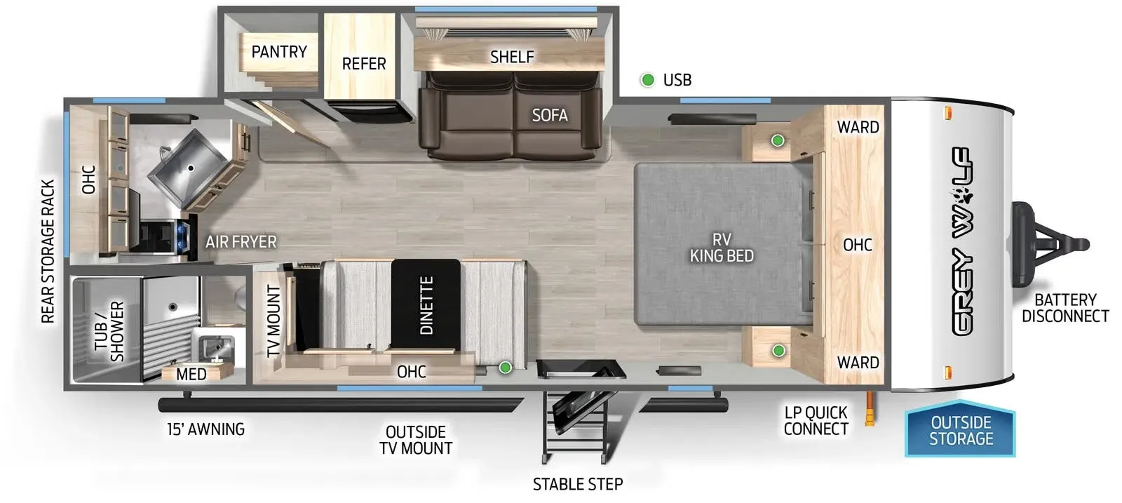 Forest River Cherokee Grey Wolf 22CE floor plan