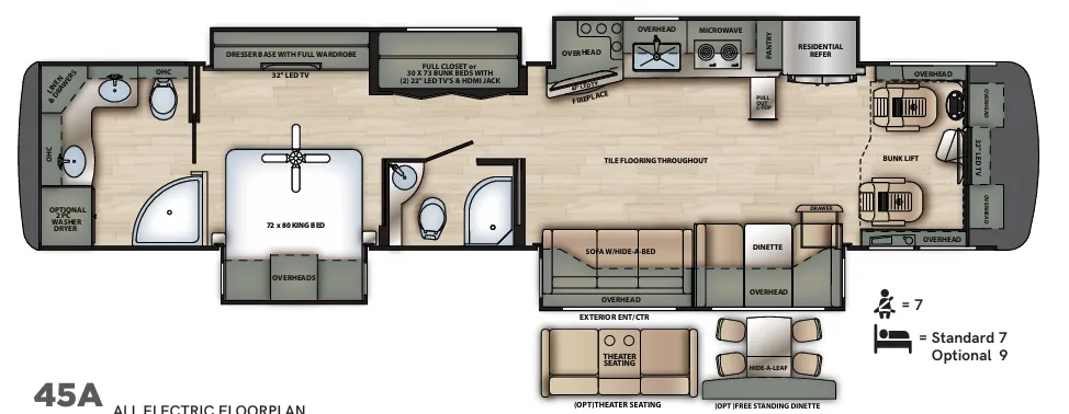 Forest River Berkshire XLT 45A floor plan