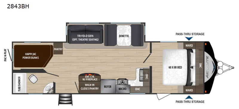 2019 Dutchmen Aerolite 2843BH floor plan