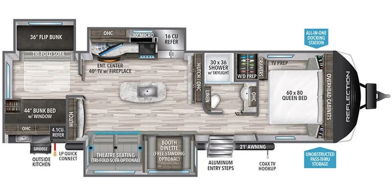 2023 Grand Design Reflection 312BHTS - Floor plan