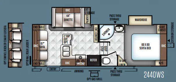 Forest River Rockwood Ultra Lite 2440WS floor plan