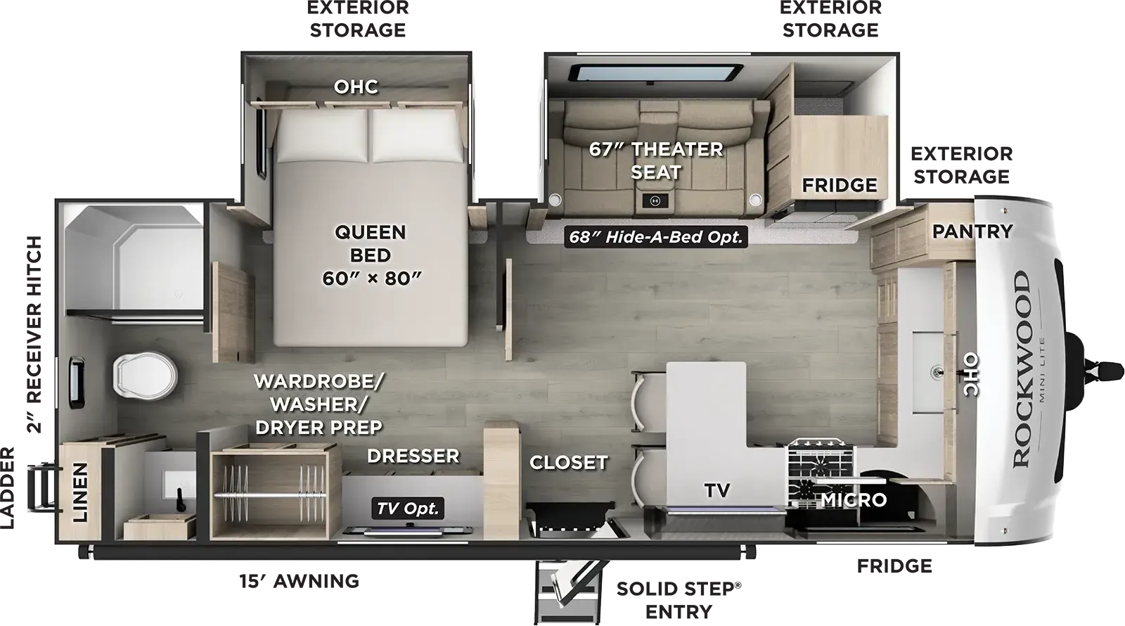 2027 Forest River Rockwood Mini Lite 2523MBR - Floor plan