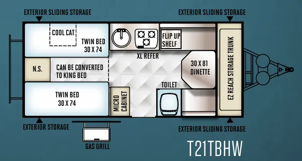 Forest River Flagstaff Hard Side T21TBHW floor plan