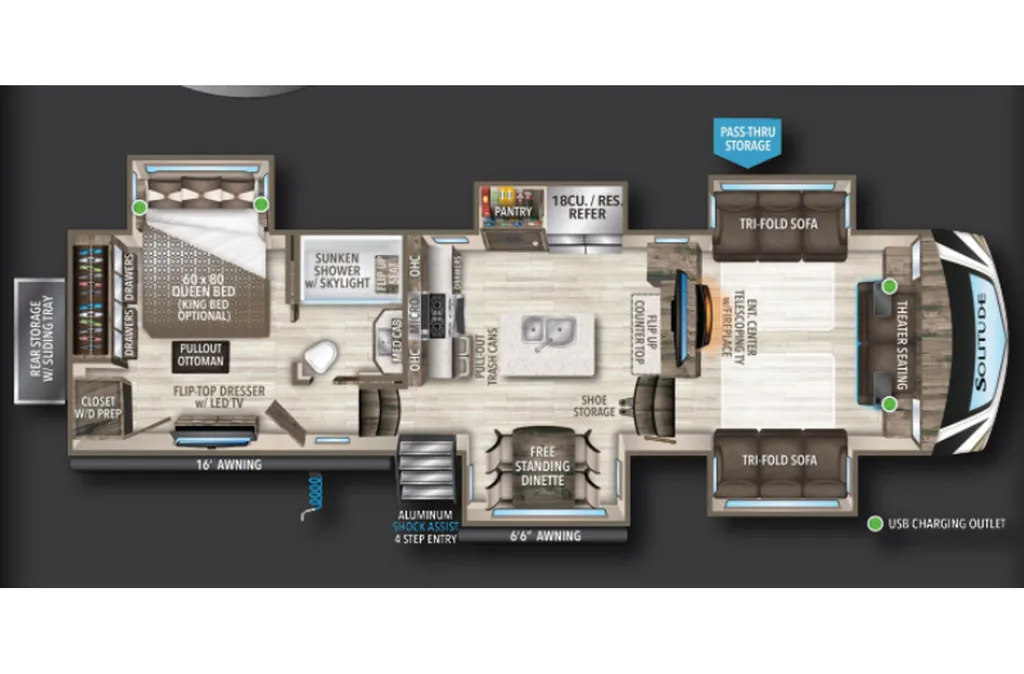 2022 Grand Design Solitude 346FLS floor plan