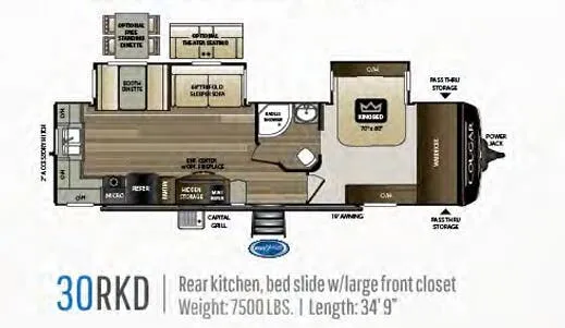 Keystone Cougar Half-Ton 30RKD floor plan