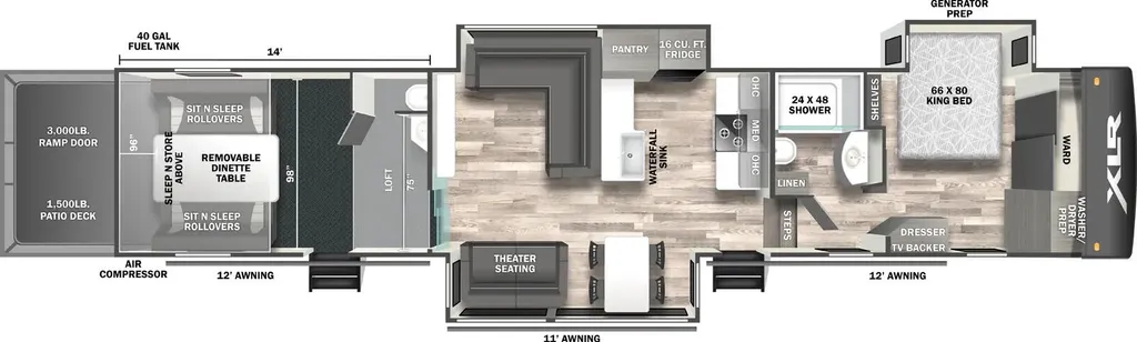 2026 Forest River XLR Nitro 41G14 floor plan