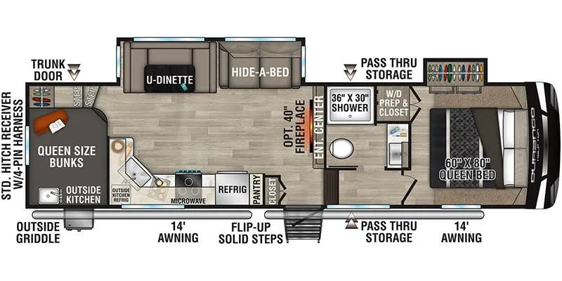 K-Z Durango Half-Ton D286BHD floor plan