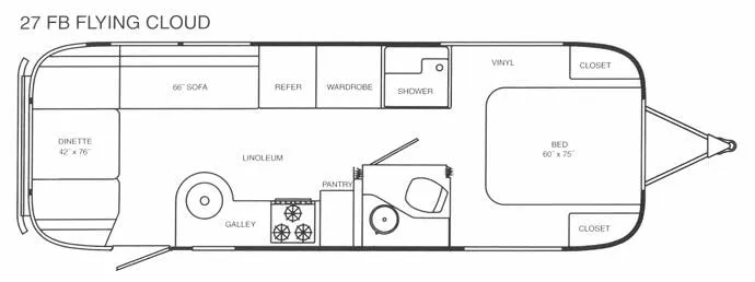 Airstream Flying Cloud 27FB floor plan