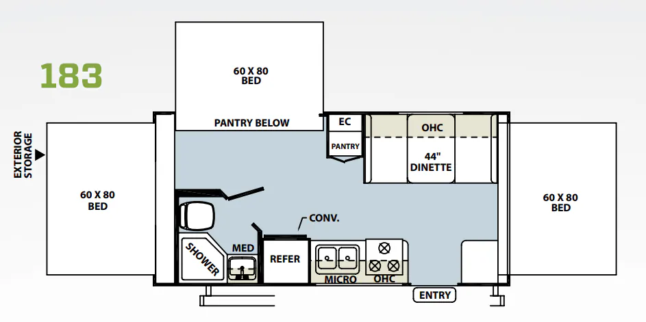 Forest River Rockwood Roo 183 floor plan