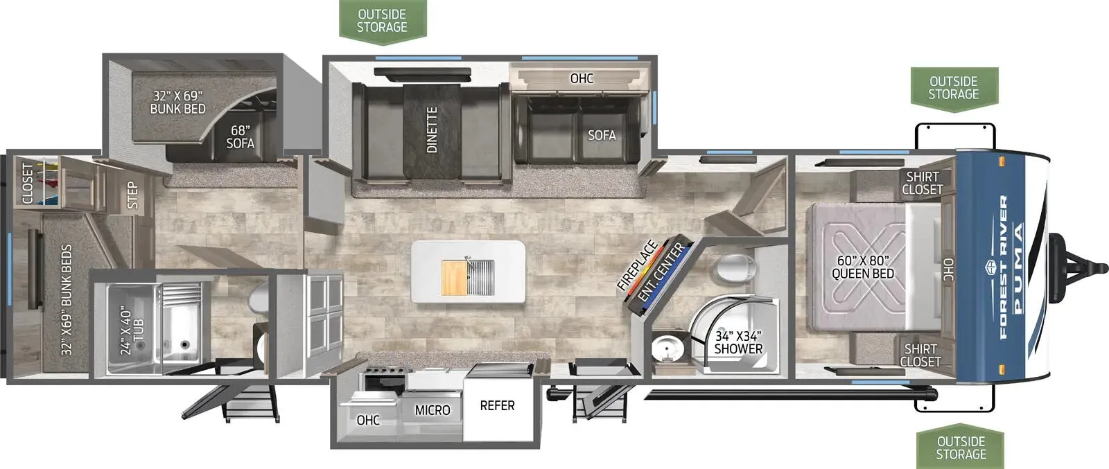 Palomino Puma 32BH2B floor plan